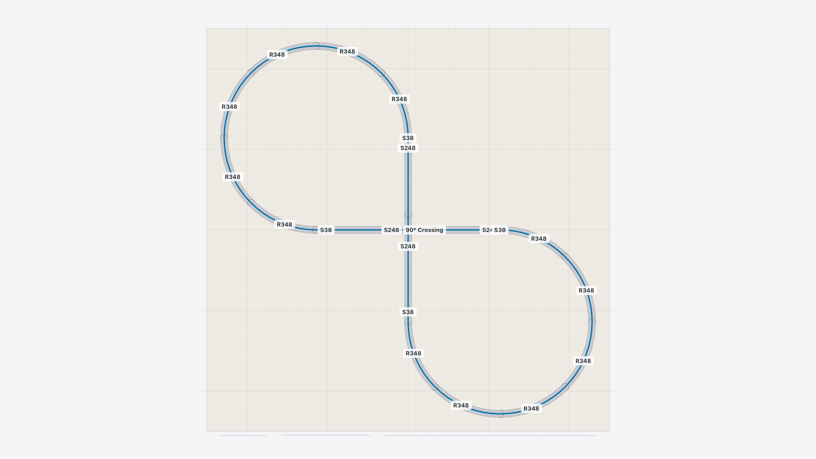 Figure-8: a single line crossing over itself through a 90° crossing.